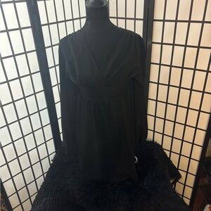 Black Long-Sleeve Women's Dress - Classic V-Neck